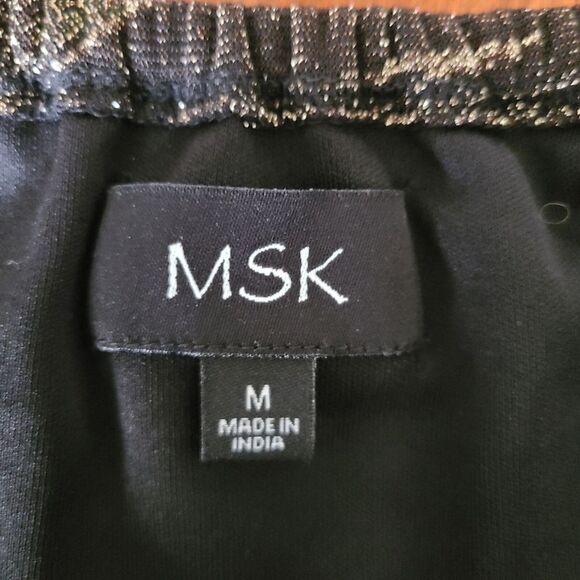 MSK Lined Blouse‎ Medium Glitter Print Floral Off The Shoulder Puffed Sleeves - Picture 12 of 12